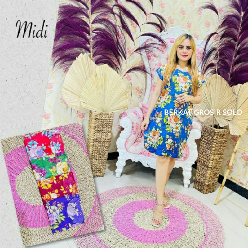 Daster Wanita Midi Bali Adem Murah Motif Bunga Kekinian Viral
