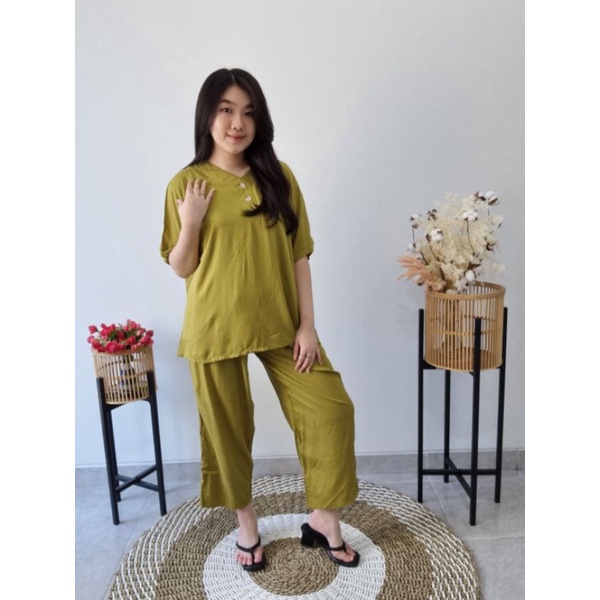 Set Rayon jumbo | Set wanita Rayon botton | Set Oversize Rayon