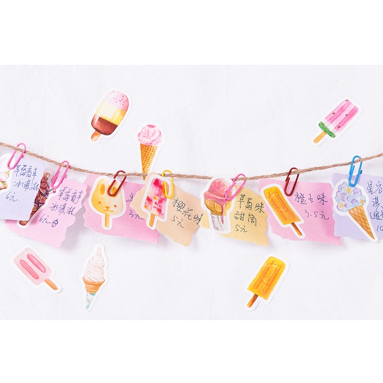 46pcs/set Colorful Ice Cream Shape Paper Stickers For Refrigerator/Computer Decoration