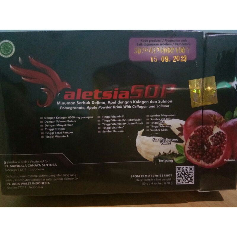 SOP Raletsia.salmon ovary peptide.pome.colagen.sarang walet.stemcell apel dll(isi 4 sachet)