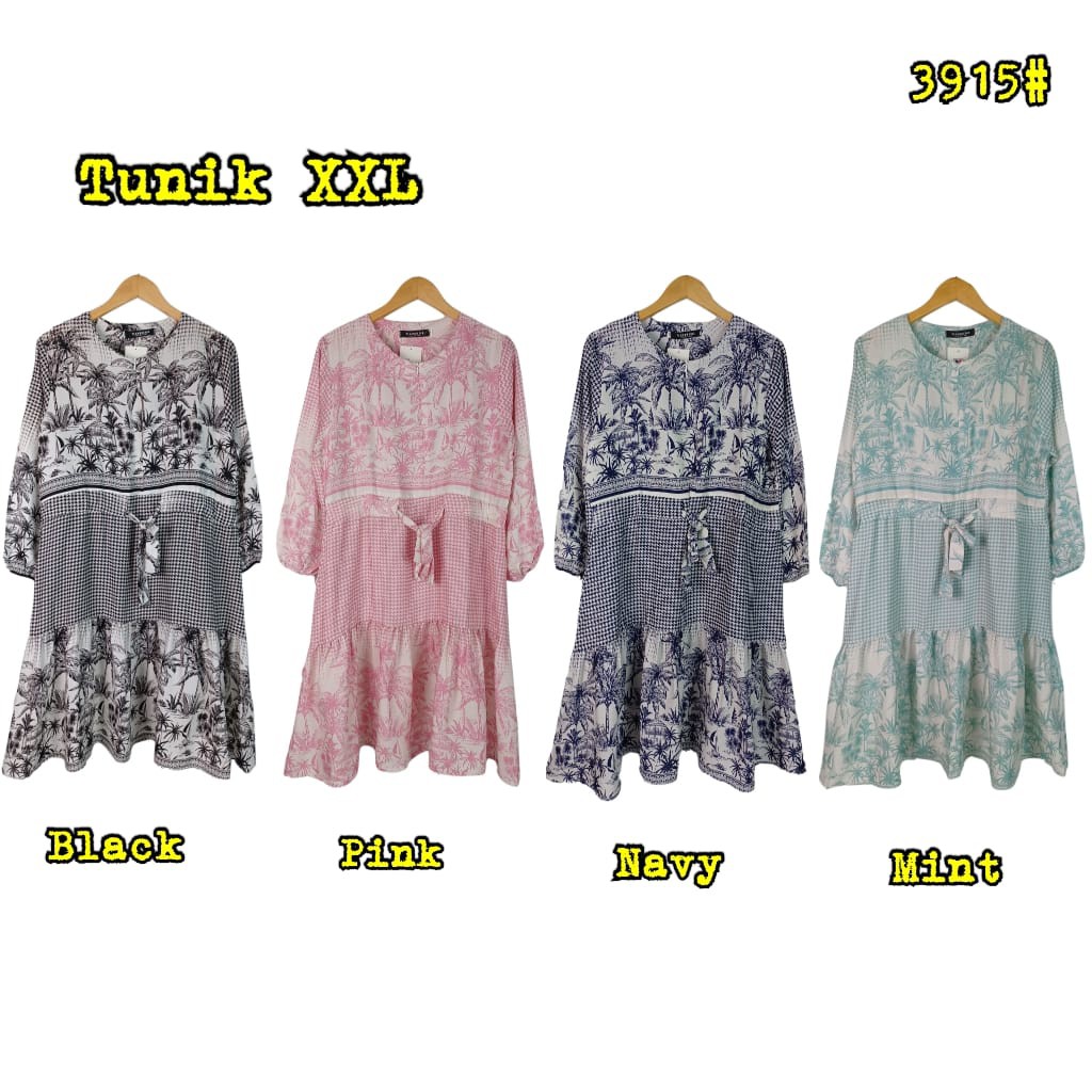 JOSJOLI_STORE/3916 Tunik Rayon /Tunik Rayon Coconut Tree Super Jumbo 5XL LD 130cm Terbaru