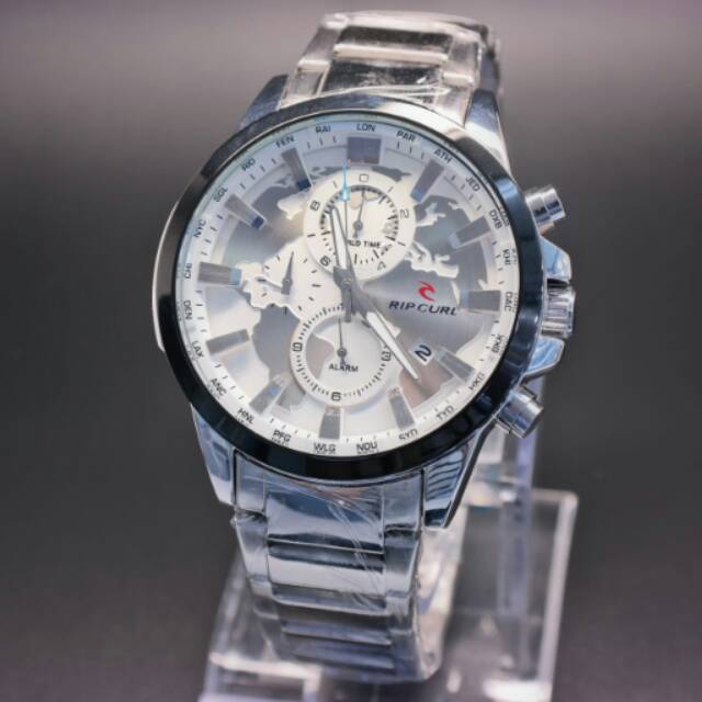 Jam Tangan Sports Pria RipcurL World Time Chrono Silver Grey Premium