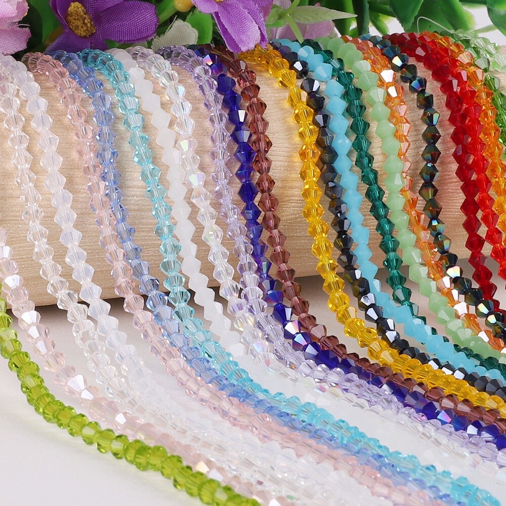 95-100 Pcs 4 Mm Warna Campuran Ikon Austria Kristal Manik-manik Pesona Manik-manik Kaca Longgar Spacer Manik untuk DIY Membuat Perhiasan