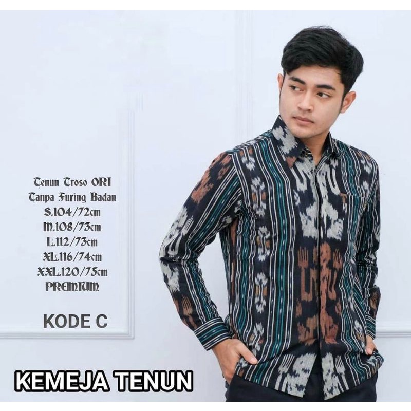 Kemeja Tenun Lengan Panjang Pria / Full Furing