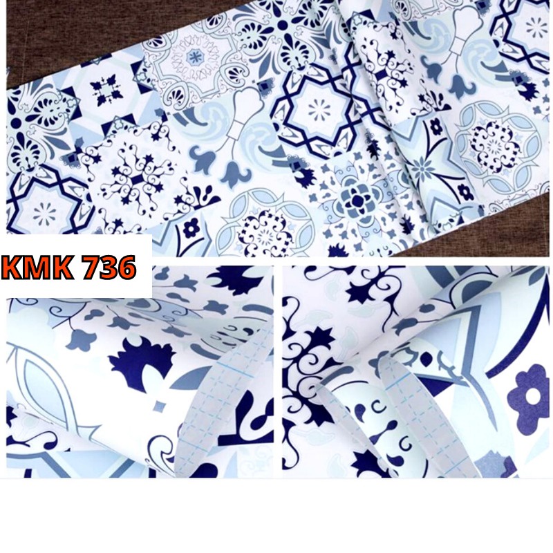 736 Wallpaper Wall Paper Motif Keramik Klasik Biru Coklat Stiker Sticker Setiker Wallsticker Cafe Dinding Dekorasi Rumah Ruang Tamu Keramik Lemari Kitchen Set Dapur Walpaper Welpeper Dekor Tempelan Kramik Kamar mandi Decoration Tegel Tagel Clasic Antik