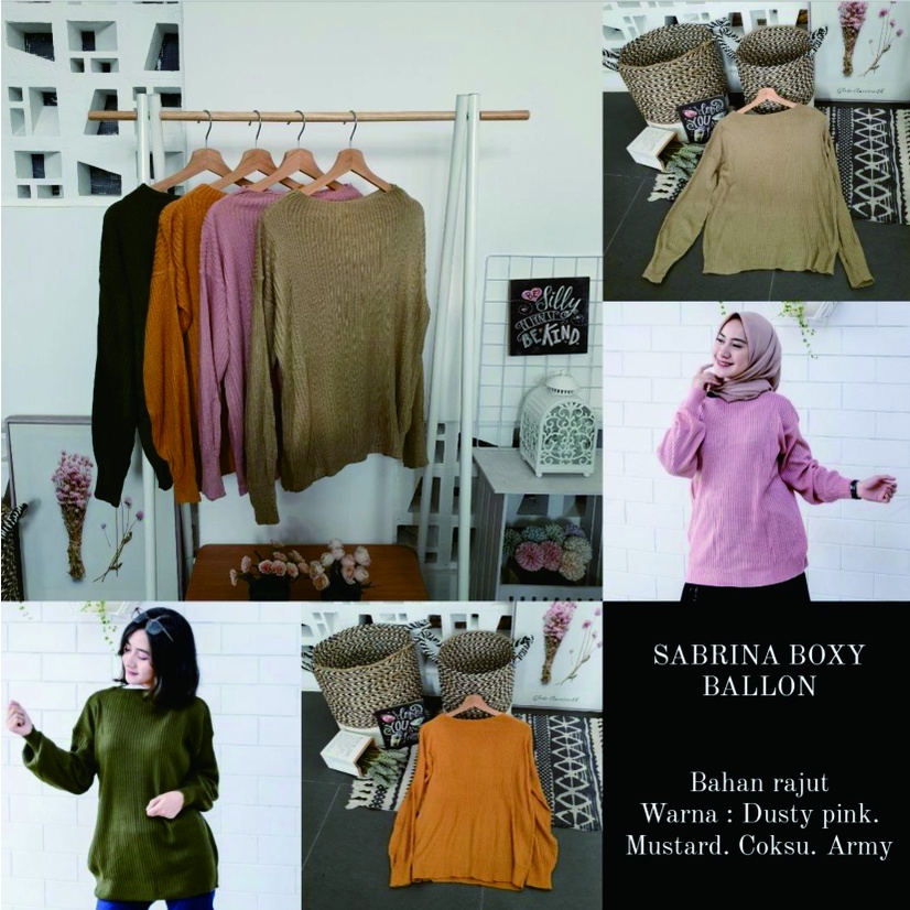 SWEATER RAJUT SABRINA BOXY BALLOON WANITA KILLA OVERSIZE JUMBO BIG SIZE SWEATER RAJUT KOREA STYLE WANITA ATASAN WANITA BLOUSE CEWEK RAJUT WANITA PREMIUM SLIMFIT TERBARU KEKINIAN TRENDY MURAH