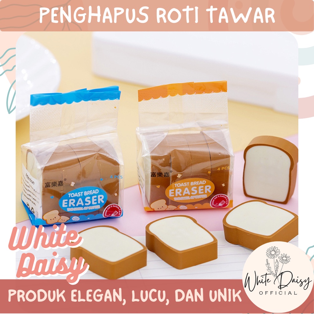 

Penghapus Roti Tawar Lucu Premium Eraser Bentuk Makanan Bread Ada Bungkus Rotinya Hadiah Unik - Random