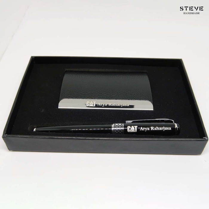 Gift Set Corporate Pen Name Card holder Tempat kartu Nama Souvenir