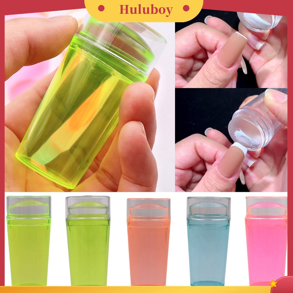 Huluboy Huluboy♡ Alat Stamper Pengikis Kuku Kepala Tunggal Bahan Silikon Transparan Fluorescent Non-Deformed Untuk Manicure