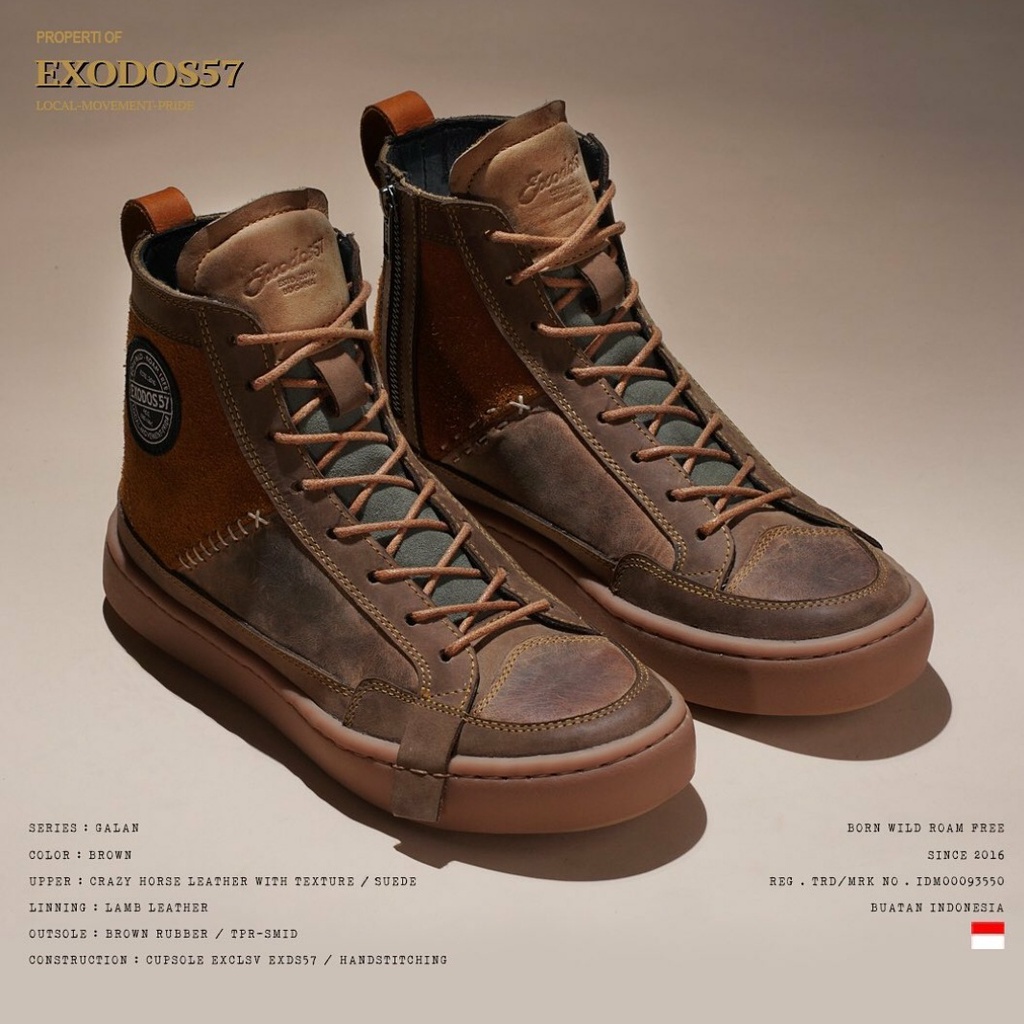 Exodos57 - Galan Brown - Sepatu Kulit Lokal