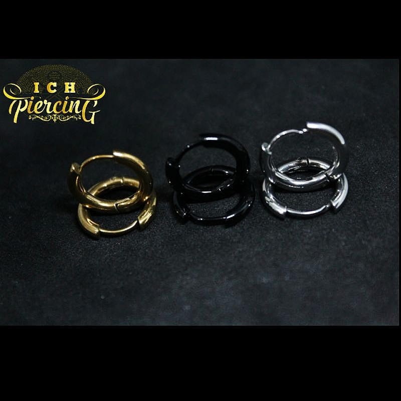 IP-U Anting HOOP baja Titanium 3 warna / anting pria wanita