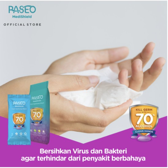 Paseo Medishield Hand Sanitizing Wipes 10's