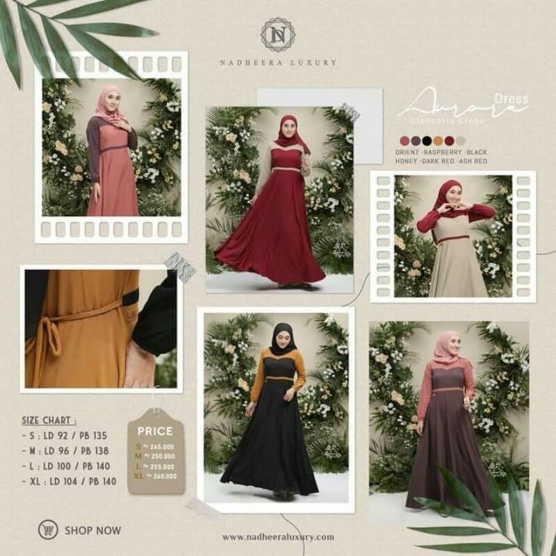 GAMIS AURORA DRESS NADHEERA LUXURY TERBARU GAMIS NADHEERA DRESS GAMIS LEBARAN