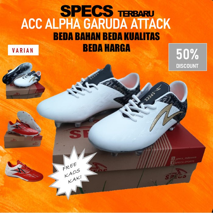 SEPATU SEPAK BOLA SPECS ALPHA GARUDA ATTACK FG TERBARU 2021 GRADE ORI PREMIUM SEPATU BOLA SPECS ACCE