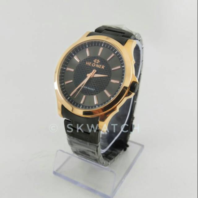 Hegner 3901 Jam Pria Black Rosegold Original