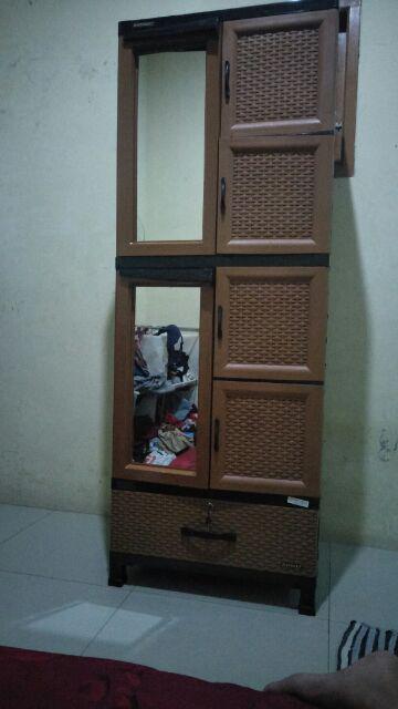 Khusus Kargo Lemari  4pintu 1 Laci Rotan Napolly