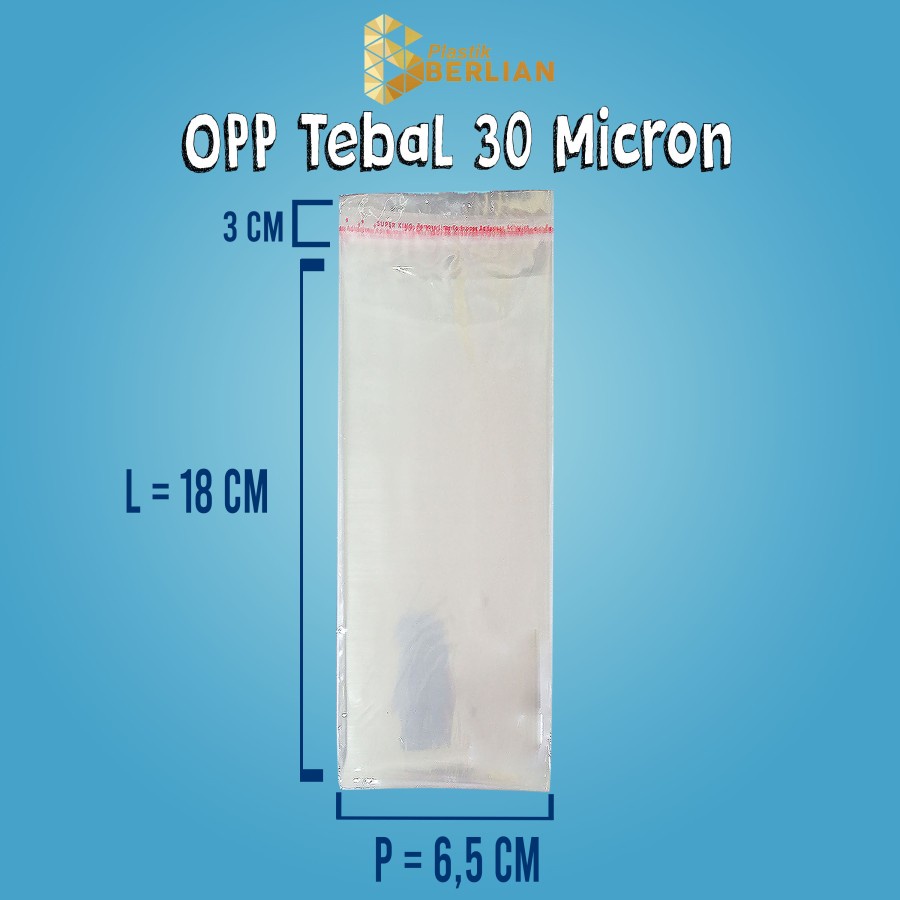 

6,5 X 18 cm Plastik OPP TEBAL 30 MICRON (100 lbr)
