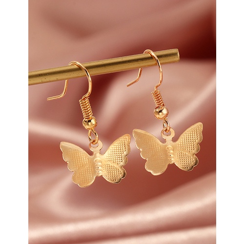 LRC Anting Gantung Fashion Ear Hook Small Butterfly Alloy Geometric Earrings K37052