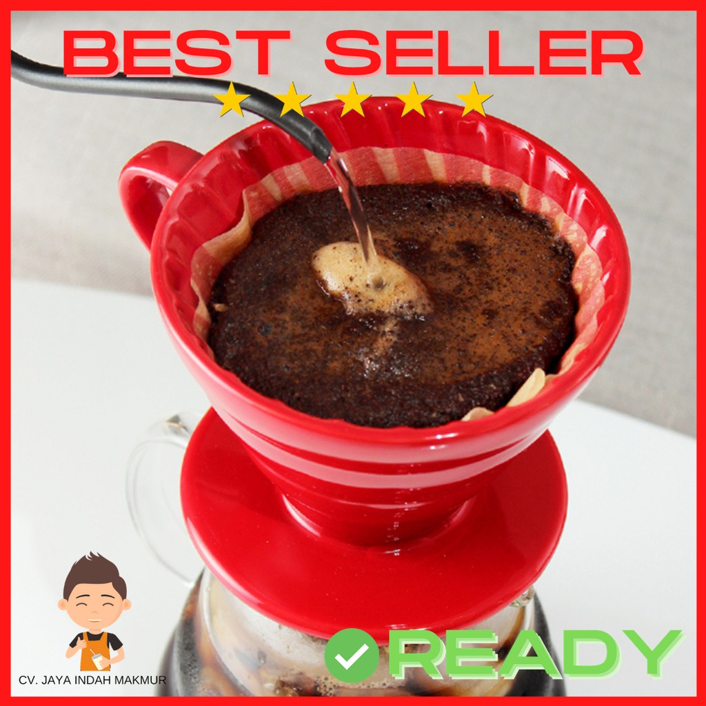 V60 Dripper Ceramic Coffee Filter Glass Gelas Penyaring Kopi 1-2 cups - Ceramic PUTIH