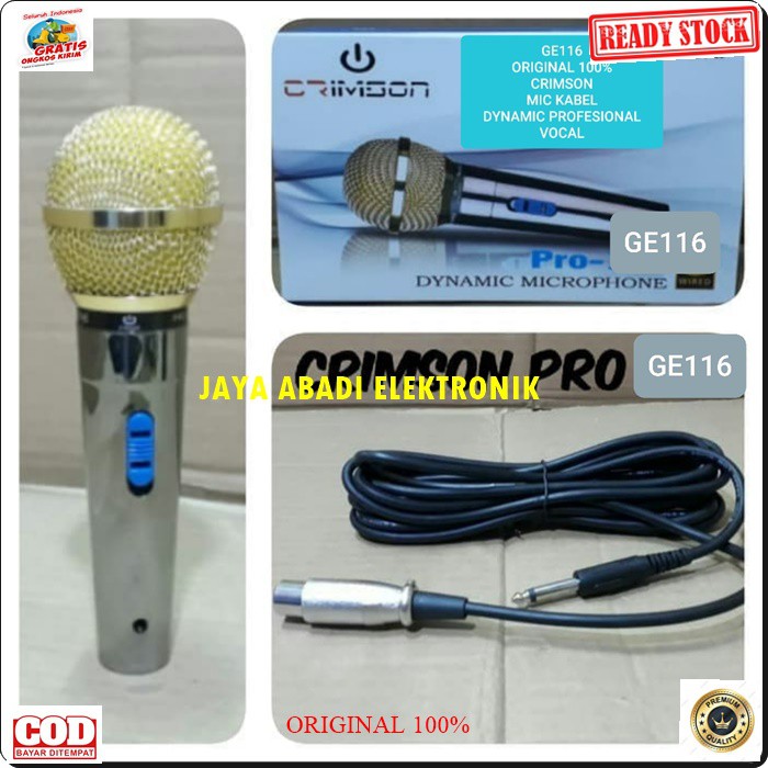 G116 ORIGINAL CRIMSON mic kabel dynamic Microphone cable mik karaoke mikrophone profesional pro musik music audio sound sistem system vokal vocal panggung dj studio G116  BISA DIGUNAKAN KE SEGALA ALAT AUDIO  Bahan besi  DYNAMIC MICROPHONE  Tidak pakai bat