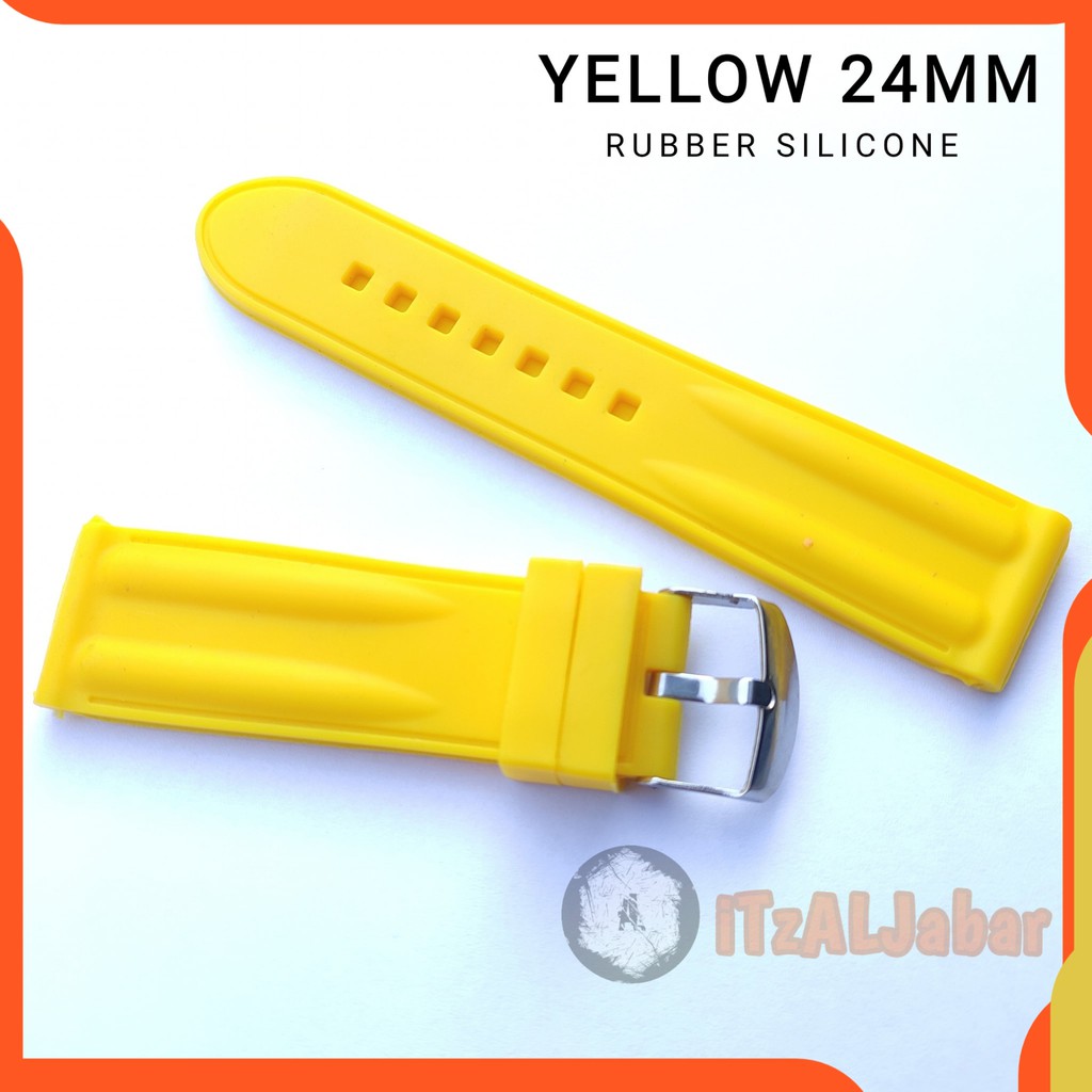 Tali jam tangan 24mm Rubber silicone Kuning limited edition