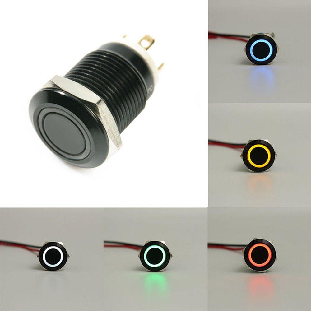 Suyo 12mm Push Button Gadget 12V 4Pin Saklar Momentary Hitam