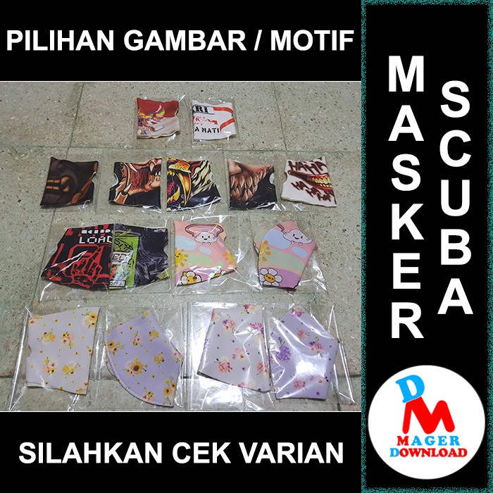 MASKER SCUBA MOTIF MASKER KOREA MASKER KAIN DEWASA CUSTOM FULL PRINT