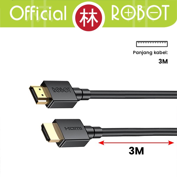 ROBOT RFH03 Kabel HDMI 2.0 Cable High Definition 3D 4K*2K HD 3M Ori