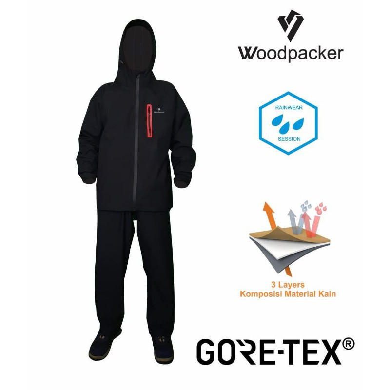 Raincoat woodpacker Goretex original jas hujan stelan