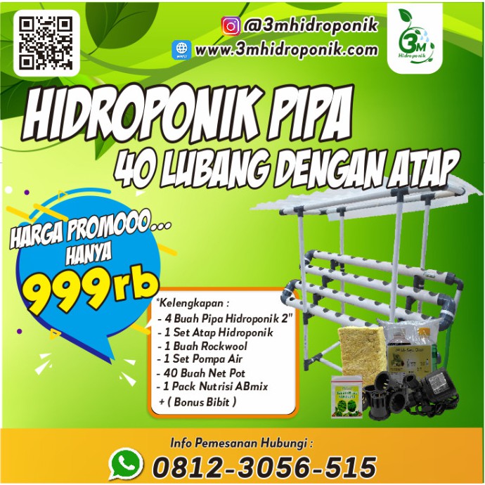[ PAKET ] INSTALASI HIDROPONIK SET DFT SYSTEM 40 LUBANG 2 In + ATAP