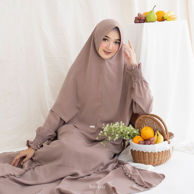 Yoorana Dress Iced Almond Size S Material Lauretha HQ halus, adem, serat empuk Shieraki Indonesia