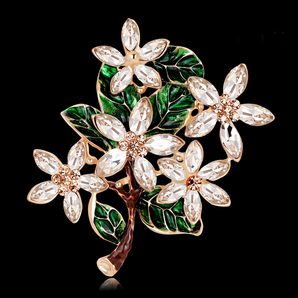 OW@ Lady Retro Multicolor Flower Enamel Rhinestone Brooch Pin Evening Party Jewelry