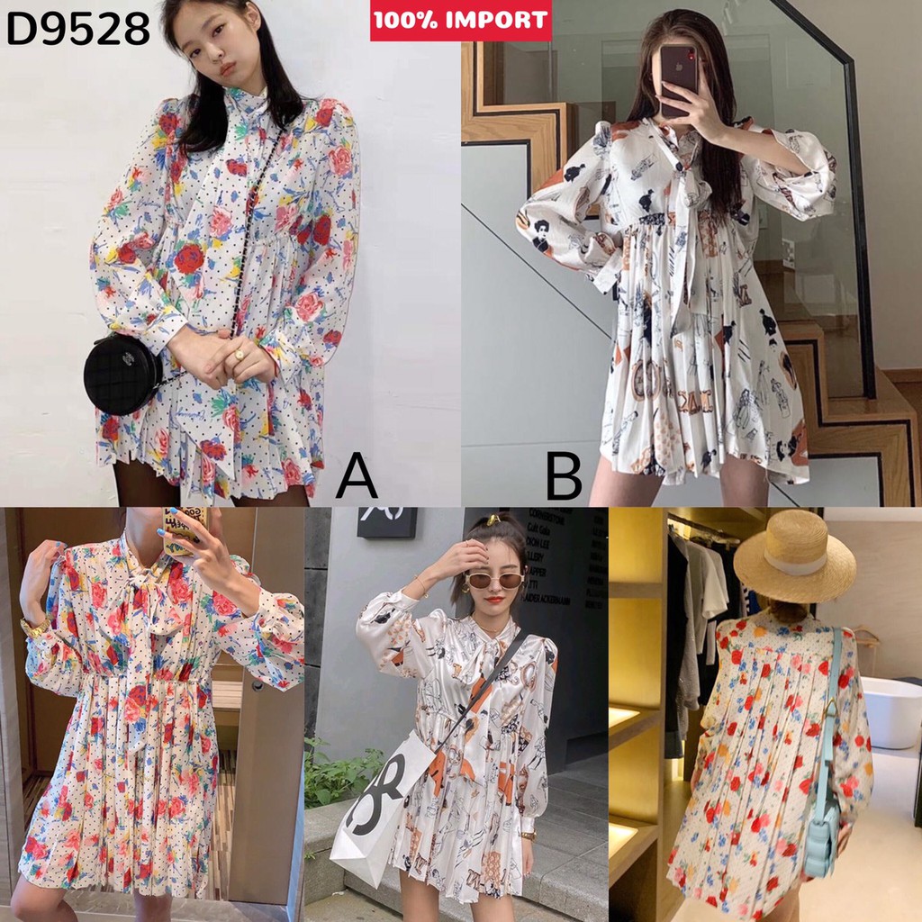 [FG] Jennie Blackpink Loose Cut Pleats Dress D9528 - kalyna_store