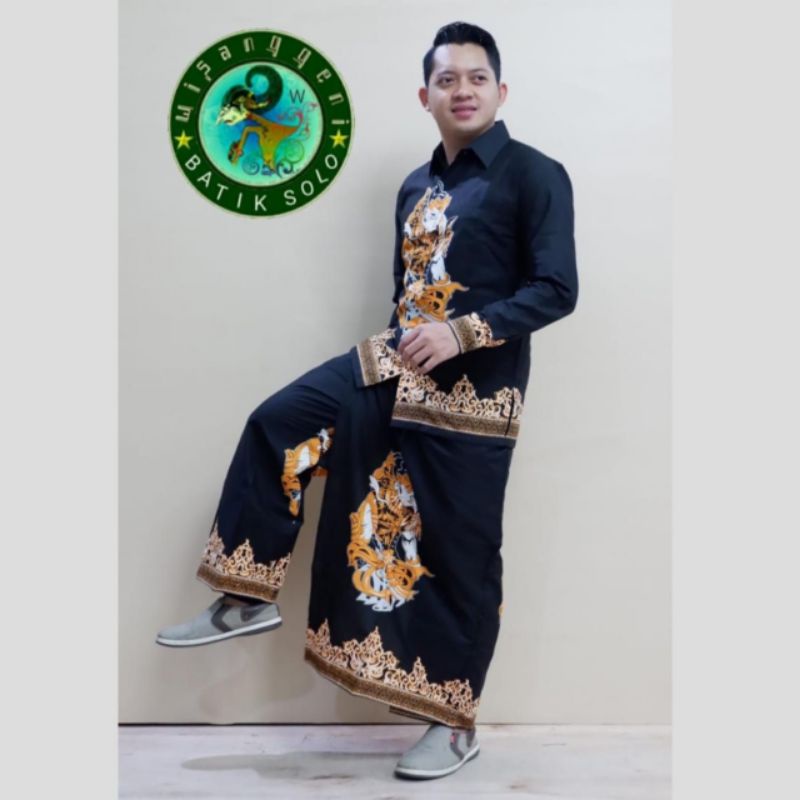 Setelan Sarung Celana Pria Dewasa Kemeja Batik Lengan Panjang Pendek Baju Cowok Modern Kekinian Lapi