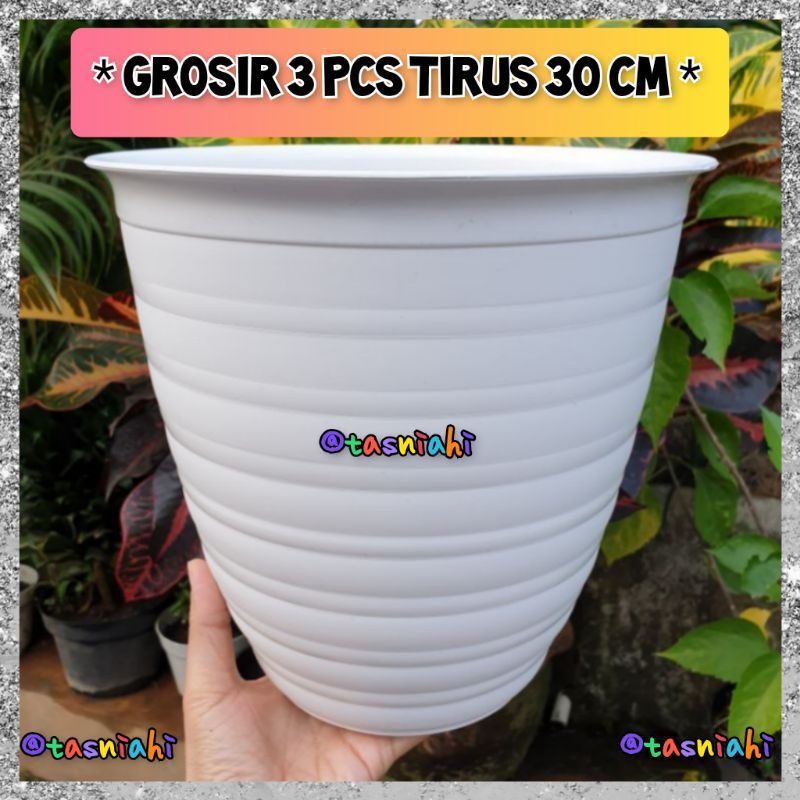 Grosir isi 3 Pcs Pot Tirus 30 cm warna putih isi 3 pcs Termurah Harga Grosir