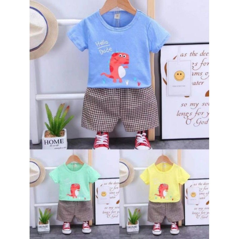 setelan anak dino astronot import murah