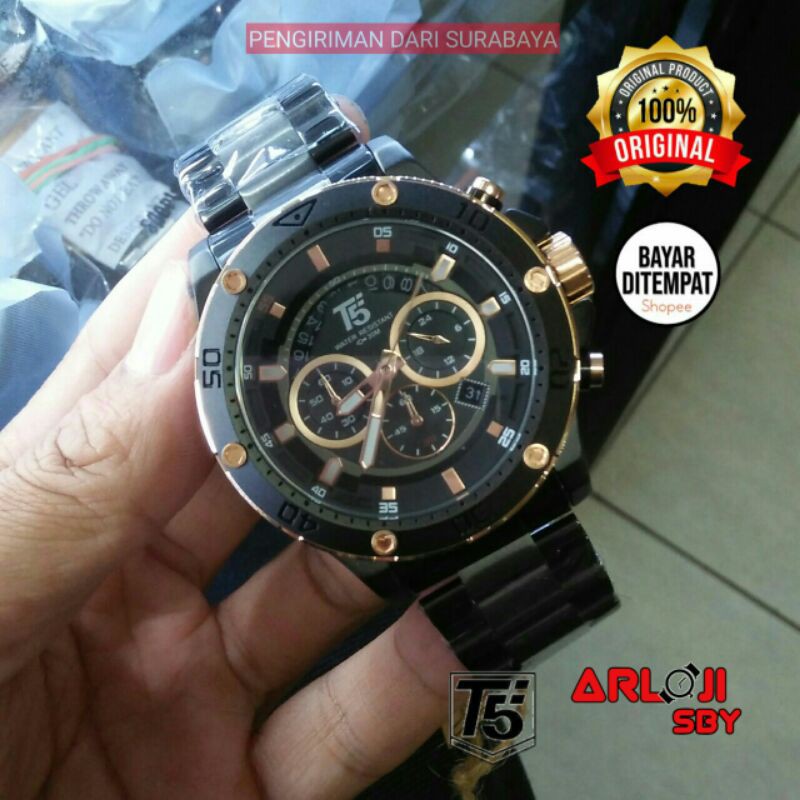 JAM TANGAN PRIA T5 H3783 CHRONOGRAPH ORIGINAL TAHAN AIR FREE BOX PAPPER BAG