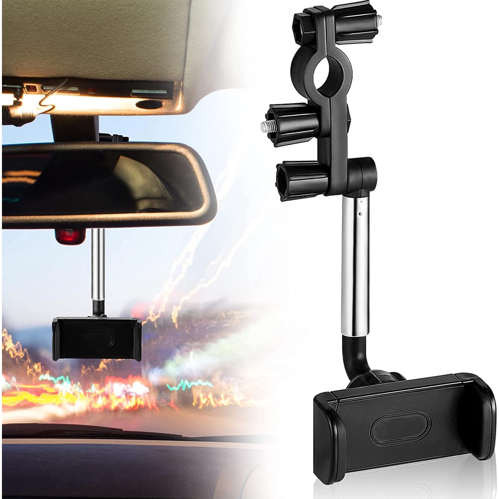 Stand Holder Ponsel Universal Pasang Kaca Spion Mobil Rotasi 360 ° Bisa Dilipat Untuk Iphone / Android