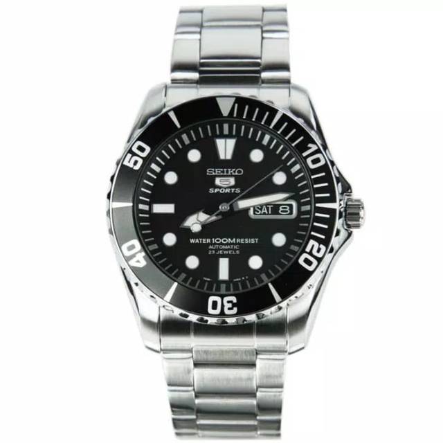 Jam Tangan Pria Seiko 5 Automatic SNZF17K1 . SNZF17 Black Dial Stainles Steel Original & Garansi