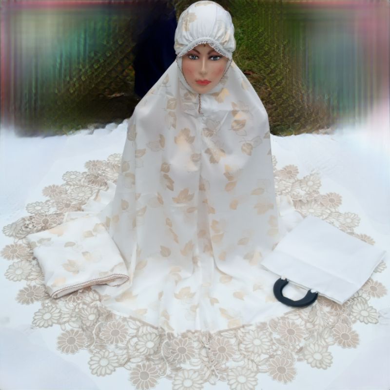 MUKENA KATUN MEWAH MUKENAH DEWAS MUKNH MURAH RENDA PRADA MIX TWOTONE PREMIUM BAHAN ADEM TELENGKUNG R