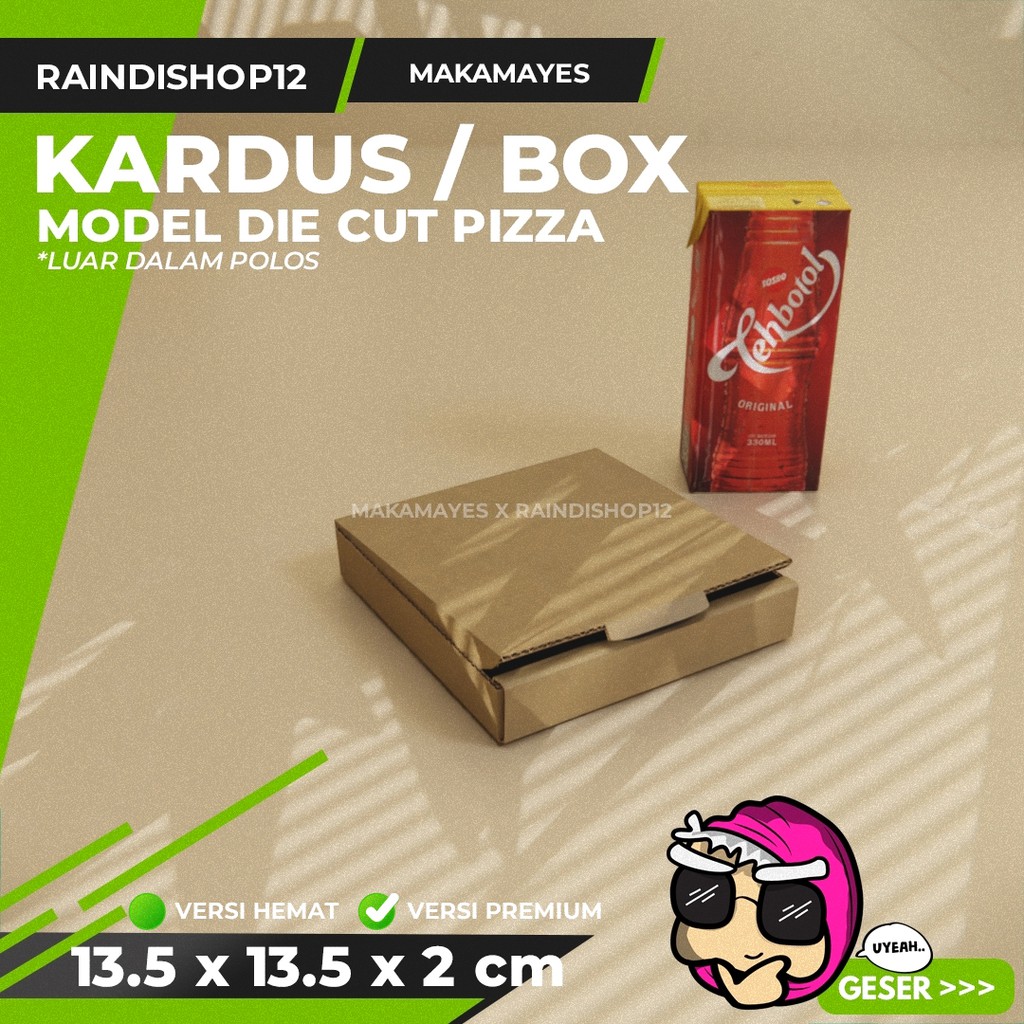 

(MIN 5 PCS) BOX 13.5 X 13.5 X 2 CM KARDUS DIE CUT PIZZA KEMASAN PACKAGING KADO