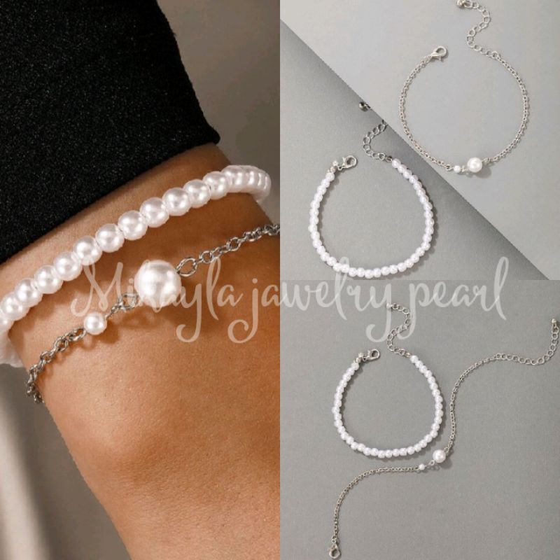 Gelang mutiara lombok|Gelang rhodium mutiara asli|Gelang mutiara air tawar|Gelang lapis emas mutiara