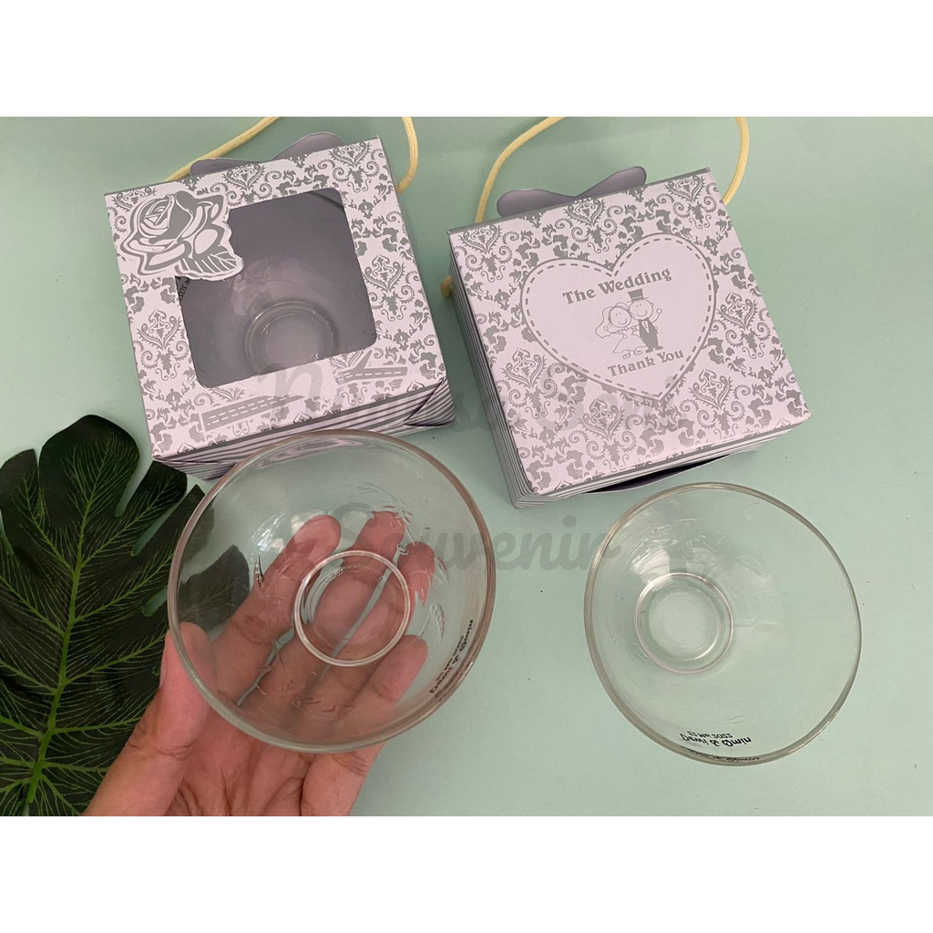 Souvenir Mangkuk Sambal Kaca Kecil Mangkok Bumbu Sereal Beling Motif Bulat