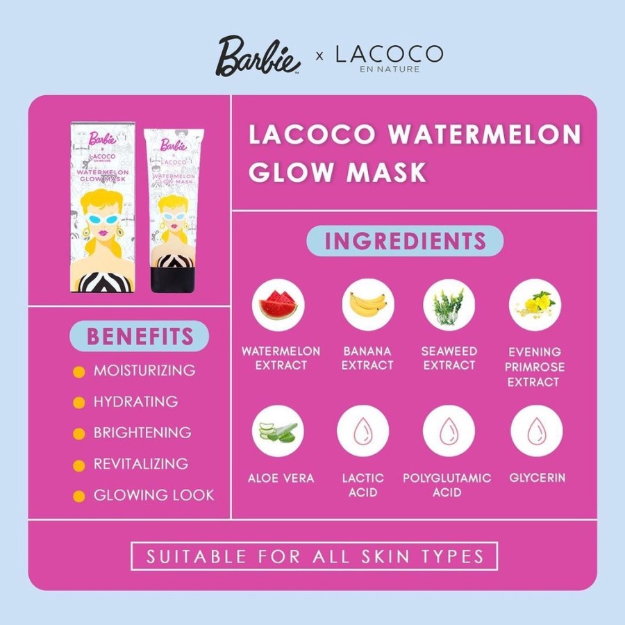 ★ BB ★  LACOCO Watermelon Glow Mask - Masker Pelembab &amp; Pelindung Wajah