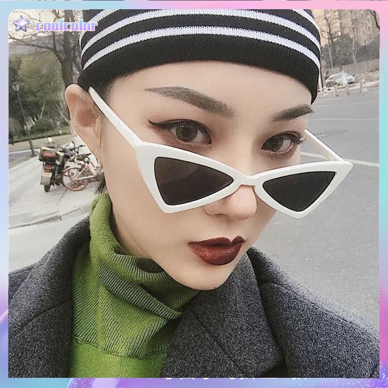 【Ready stock】COD☀️ Kacamata hitam wanita fashion korea Model Mata Kucing Bentuk Segitiga Gaya Retro Hip-Hop Untuk kecenderungan COD