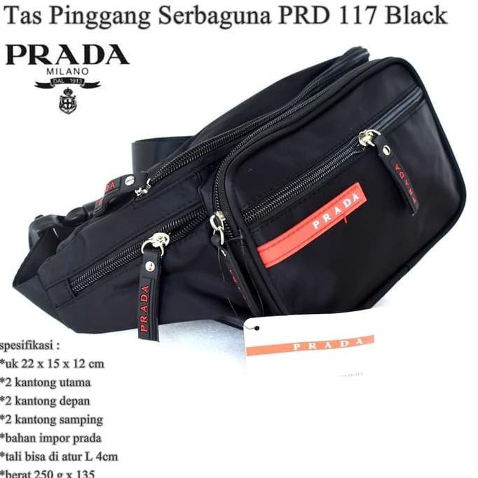 Mantap Tas Pinggang Pria Prada / Wasitbag Pria/ Waistbag Prasut Hemat