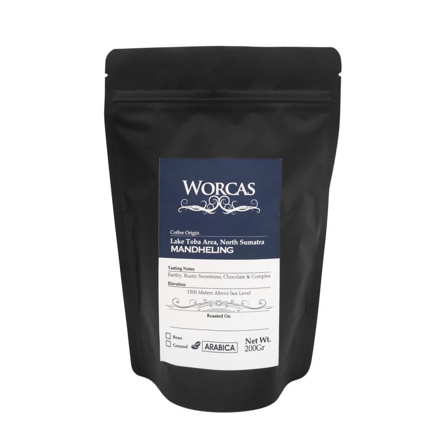 

Kopi Arabica Mandheling 200 Gram (Biji/Bubuk) | Worcas Coffee - KOPI BIJI