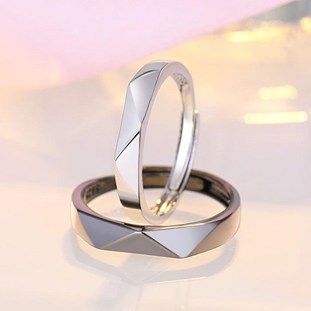 Cincin LILY Couple Tunangan Putih Hitam Geometris