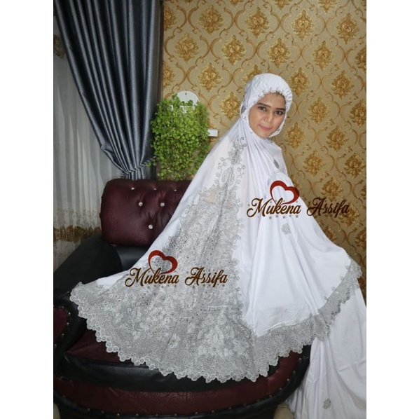 mukena putih bordir abu bordir bukittinggi