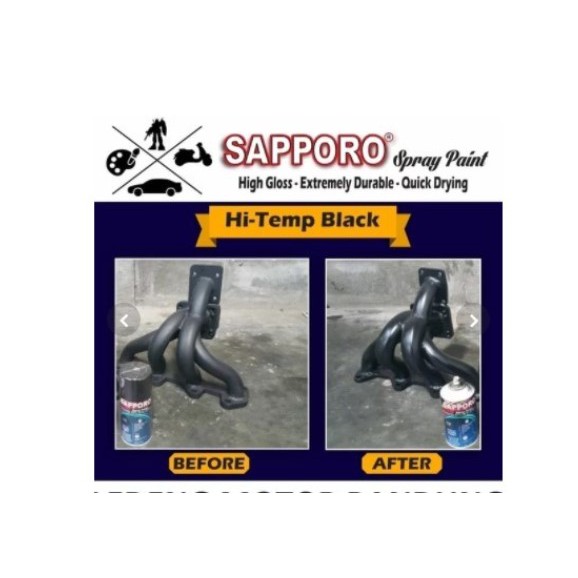 Cat Semprot Sapporo Spray Hi-Temp Black 300ml /Pilok / Cat Aerosol / cat knalpot tahan panas